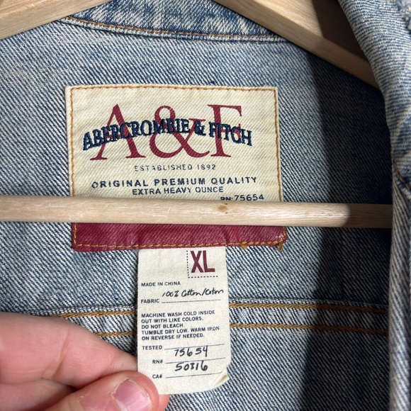 Abercrombie & fitch denim jacket men’s size XL blue - Picture 11 of 12